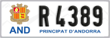License plate of Andorra, Cars (A 1234)