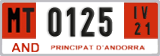 License plate of Andorra, Provisional (1234)