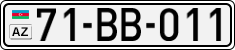 License plate of Azerbaijan, Cars
