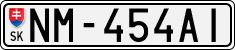 License plate of Slovakia, Cars