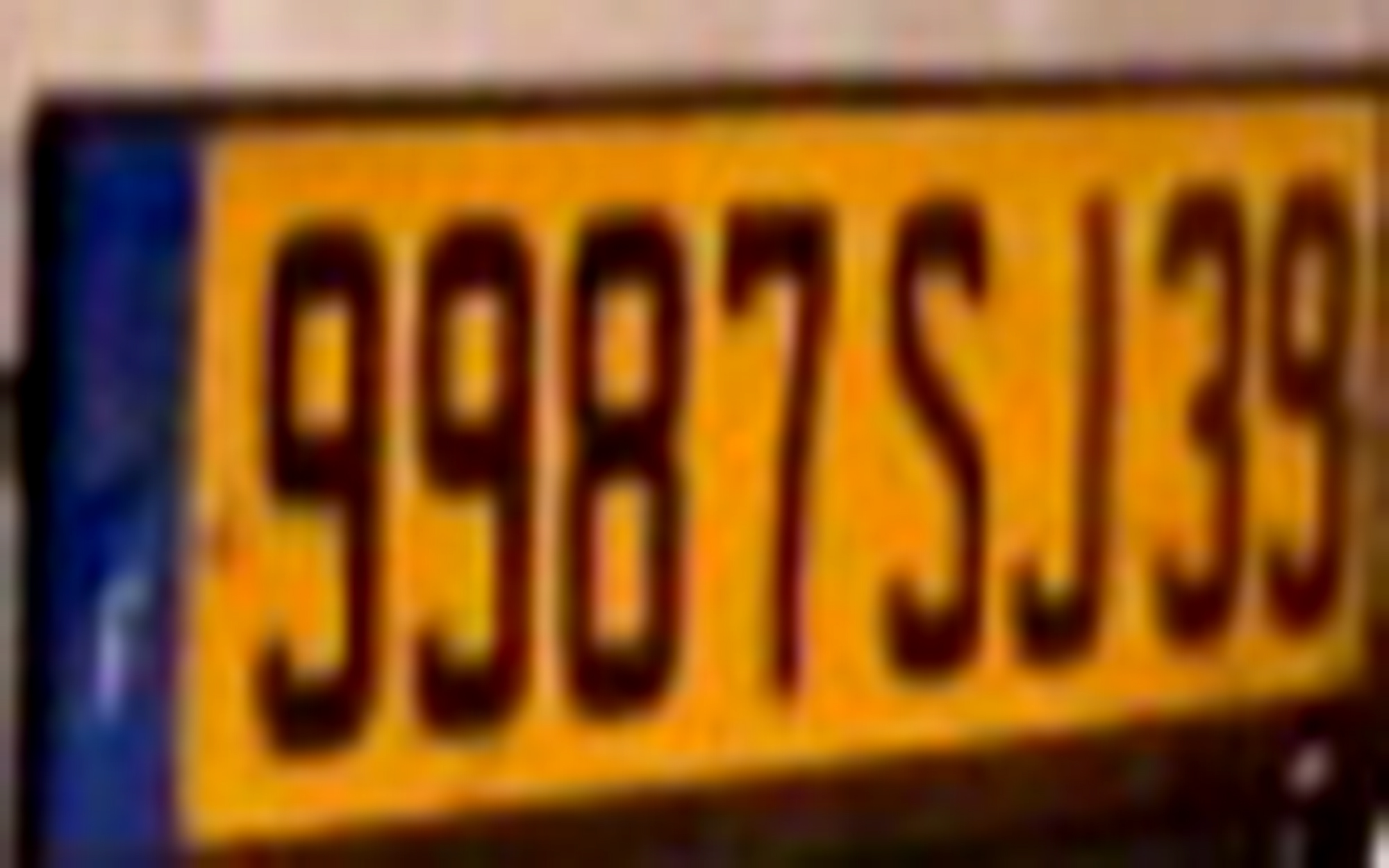 9987 SJ 39, License plate without vehicle 
