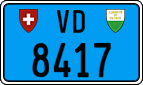 License plate of Switzerland, Work and fire vehicles (blue)