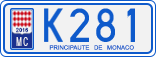 License plate of Monaco, Cars