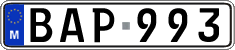 License plate of Malta, Regular plates (ABC 123)