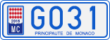 License plate of Monaco, Cars