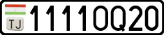 License plate of Tajikistan, Private owners (2009)