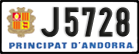 License plate of Andorra, Cars (A 1234)