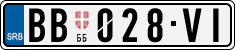 License plate of Serbia, Cars