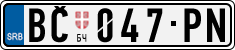 License plate of Serbia, Cars