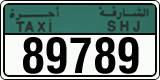 License plate of the UAE, Sharjah, Taxi