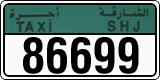 License plate of the UAE, Sharjah, Taxi