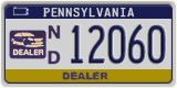 Pennsylvania, Dealer (N/D 12345 | P/R 12345)