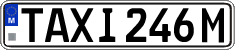 License plate of Malta, Taxi (TAXI 123A)
