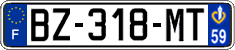 French license plate, SIV (ordinary)
