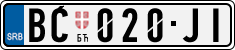 License plate of Serbia, Cars