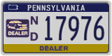 Pennsylvania, Dealer (N/D 12345 | P/R 12345)