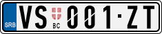 License plate of Serbia, Cars