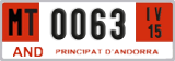 License plate of Andorra, Provisional (1234)
