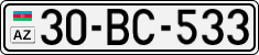 License plate of Azerbaijan, Cars