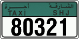 License plate of the UAE, Sharjah, Taxi