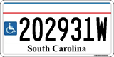 South Carolina, Vehicles for disabled persons (123456W)