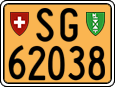 License plate of Switzerland, Slow vehicles (yellow)