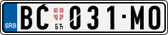 License plate of Serbia, Cars