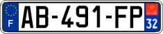 French license plate, SIV (ordinary)