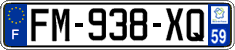 French license plate, SIV (ordinary)