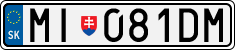 License plate of Slovakia, Cars