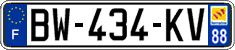 French license plate, SIV (ordinary)