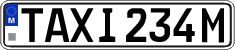 License plate of Malta, Taxi (TAXI 123A)