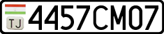 License plate of Tajikistan, Private owners (2009)