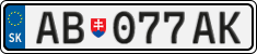 License plate of Slovakia, Cars