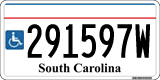 South Carolina, Vehicles for disabled persons (123456W)