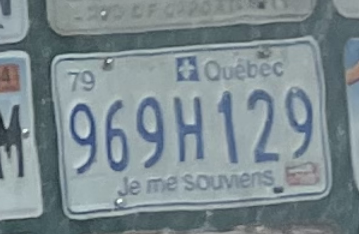 969H129, License plate without vehicle 