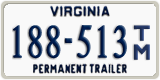 Virginia, Permanent Trailer (123-456 T/A)