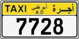 License plate of the UAE, Abu Dhabi, Taxi
