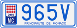 License plate of Monaco, Cars