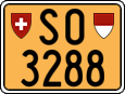 License plate of Switzerland, Slow vehicles (yellow)