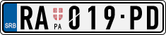 License plate of Serbia, Cars