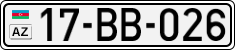 License plate of Azerbaijan, Cars