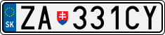 License plate of Slovakia, Cars