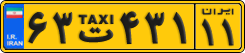 License plate of Iran, Taxi