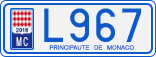 License plate of Monaco, Cars