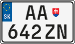 License plate of Slovakia, Cars