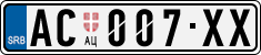 License plate of Serbia, Cars
