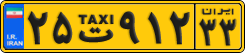 License plate of Iran, Taxi