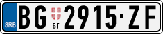 License plate of Serbia, Cars