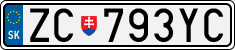License plate of Slovakia, Cars